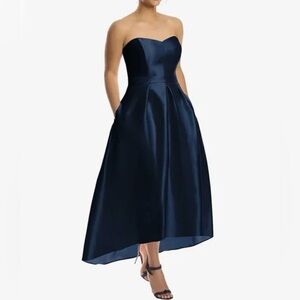 NWT Alfred Sung Satin Twill High Low Dress Size 12